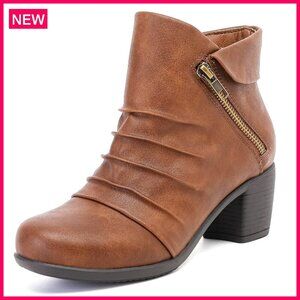 Chunky Heel Ankle Boots Women's Winter Fall Booties Non-Slip Waterproof Comfort